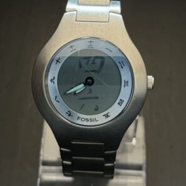 Fossil Big Tic [JR-7999] Y2K Stainless Steel Kanji Mens Wristwatch