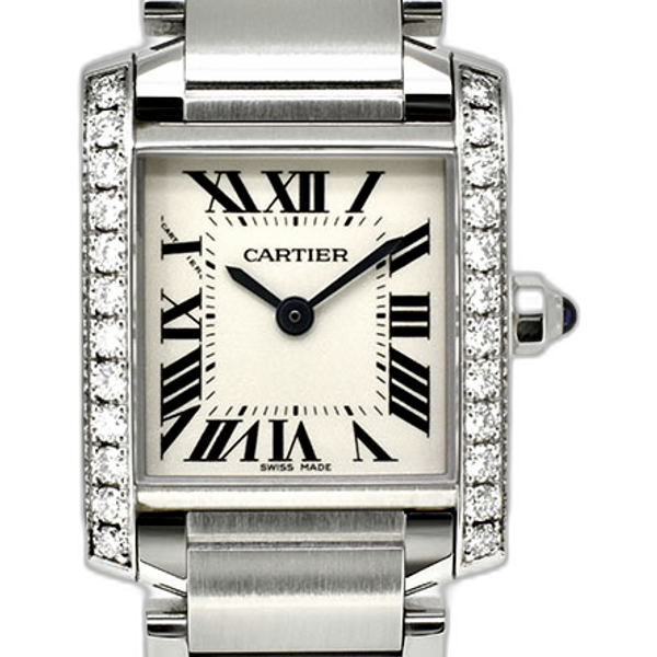 Cartier Tank Francaise Diamond Stainless Steel Women's Watch W4TA0008