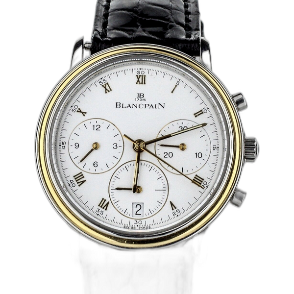 Blancpain Villeret SS YG Chronograph 34MM Complete Set. Ref 1185