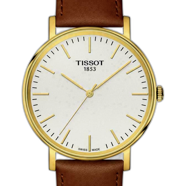 Tissot Everytime Medium White Dial Black Leather Strap Watch For Men - T109.410.16.033.01
