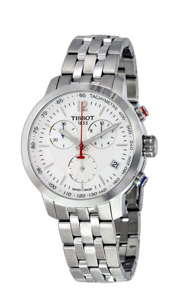 Tissot PRC 200 Chronograph Black Dial Silver Steel Strap Watch For Men - T055.417.11.057.00 main image 0