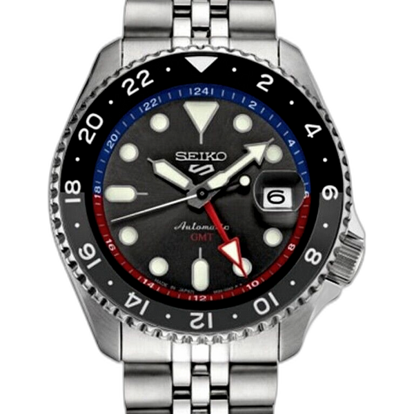 seiko 5 sports gmt auto men's silver watch ssk019k1