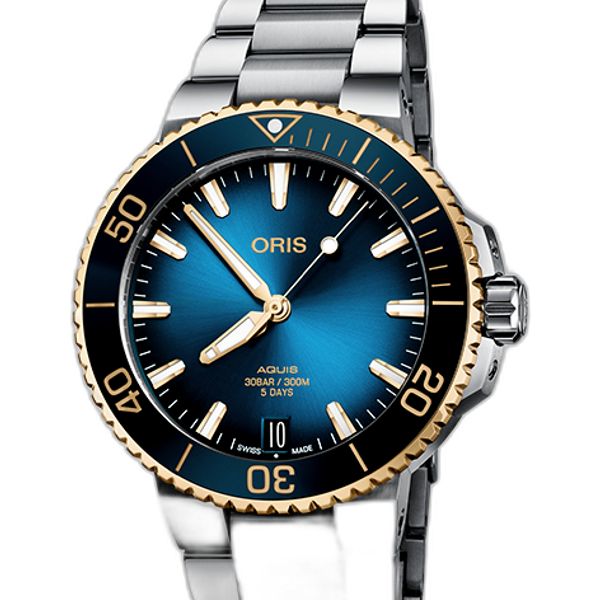 Oris Aquis Date Calibre 400 41.5 Stainless Steel Yellow Gold