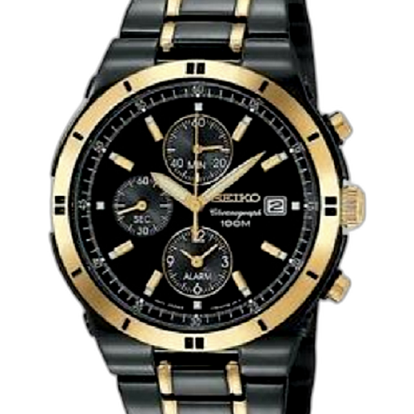 【美品】SEIKO クロノグラフ SNAA30 ブラック/ゴールド SEIKO - セイコーウォッチ アラーム クロノグラフ SNAA30の通販