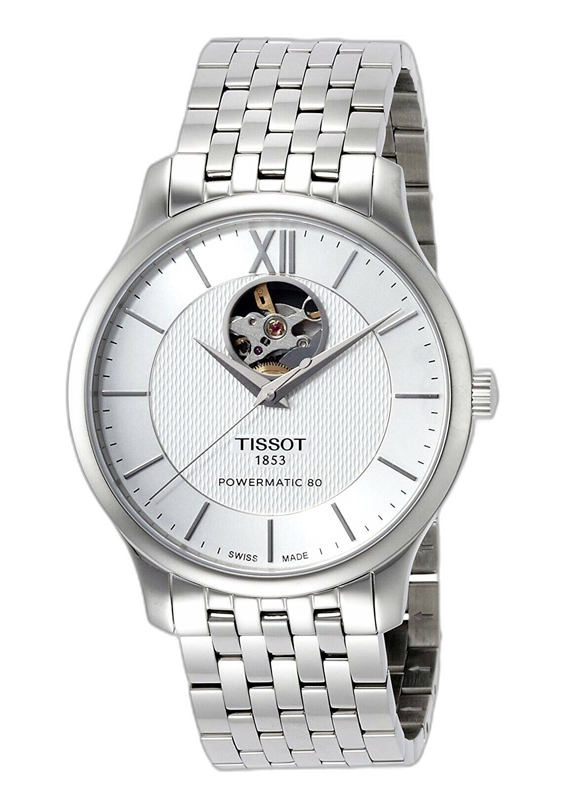 Tissot Tradition Powermatic 80 Open Heart Automatic Watch For Men - T063.907.11.038.00
