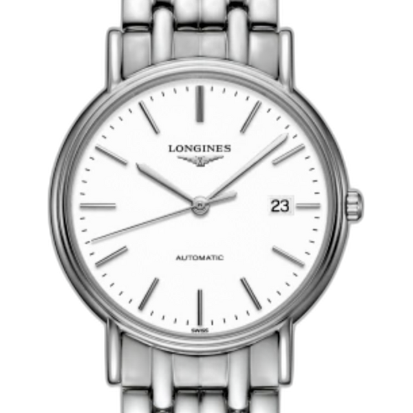 Longines Presence 38.5mm Automatic White Dial Black Leather Strap Watch for Men - L4.921.4.11.2