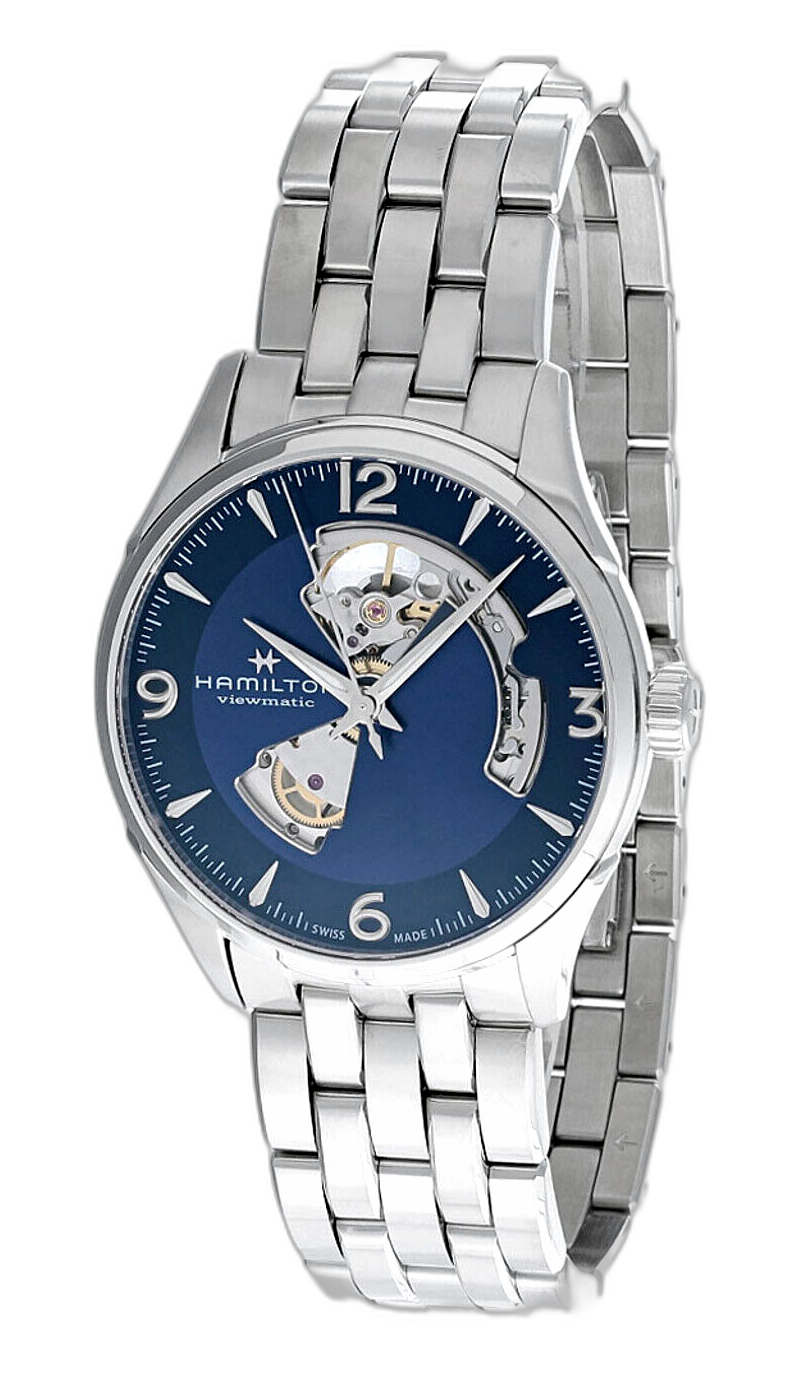Hamilton Orologio Uomo H32705141 Jazzmaster Open Heart – Automatico Svizzero, Cassa 42 Mm, Quadrante Blu E Cinturino Acciaio
