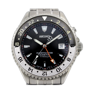 Serviced Seiko Flightmaster 5M65-0A50 Titanium GMT Watch SBDW011 