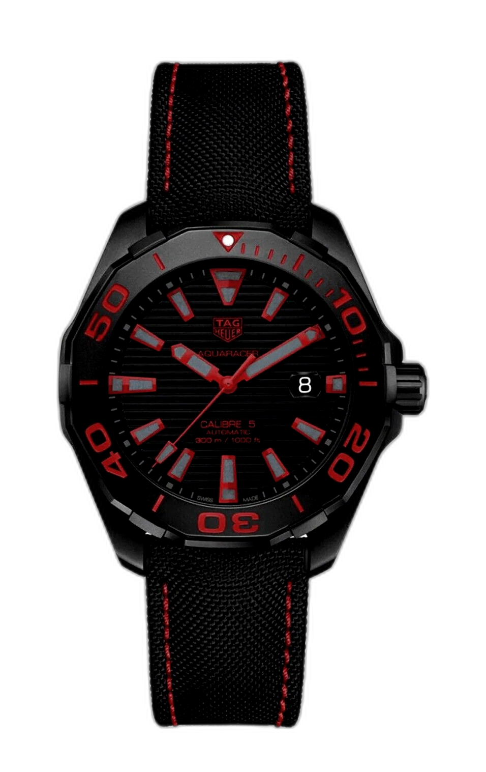 Bracelet Nylon Noir Tag Heuer Pour Aquaracer Premium WAY208A - Neuf Avec étiquettes - Tissu/textile, Unisexe, Style Pilote