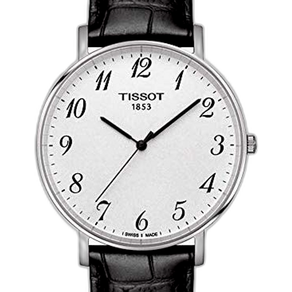 Tissot T Classic Everytime Large White Dial Brown Leather Strap Watch For Men - T109.610.16.037.00