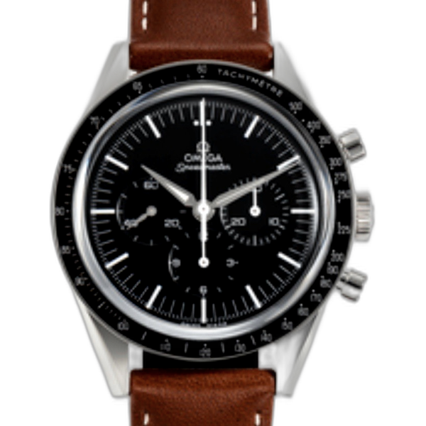 Omega Speedmaster First Omega in Space 39.7 mm, steel on leather strap ...