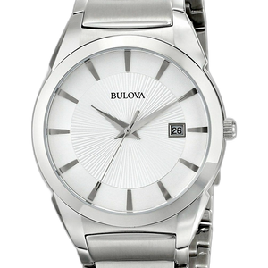 Bulova 96B015 Men s Dress Stainless Steel Silver Dial Date Quartz