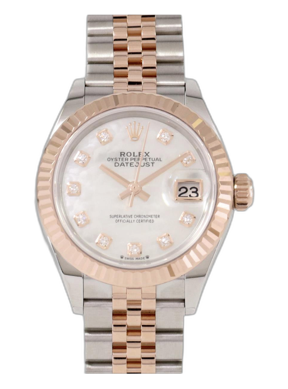 Rolex Lady Datejust 26 Rolesor Everose Fluted White Oyster 179171 Price ...