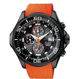CITIZEN MENS PROMASTER DEPTH METER CHRONO ORANGE DIVERS WATCH