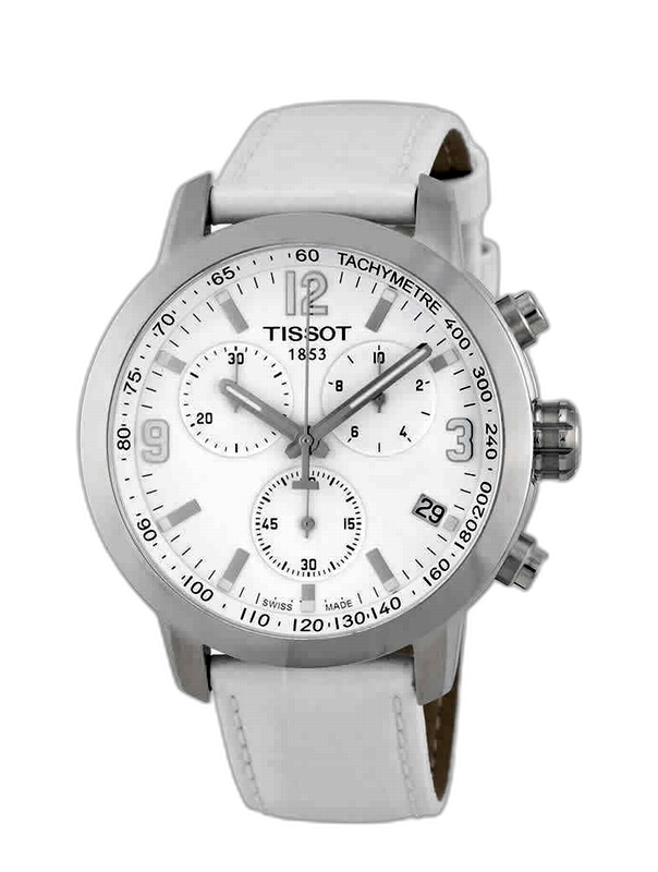 Tissot PRC 200 Quartz Chronograph White Leather T055.417.16.017.00 ...