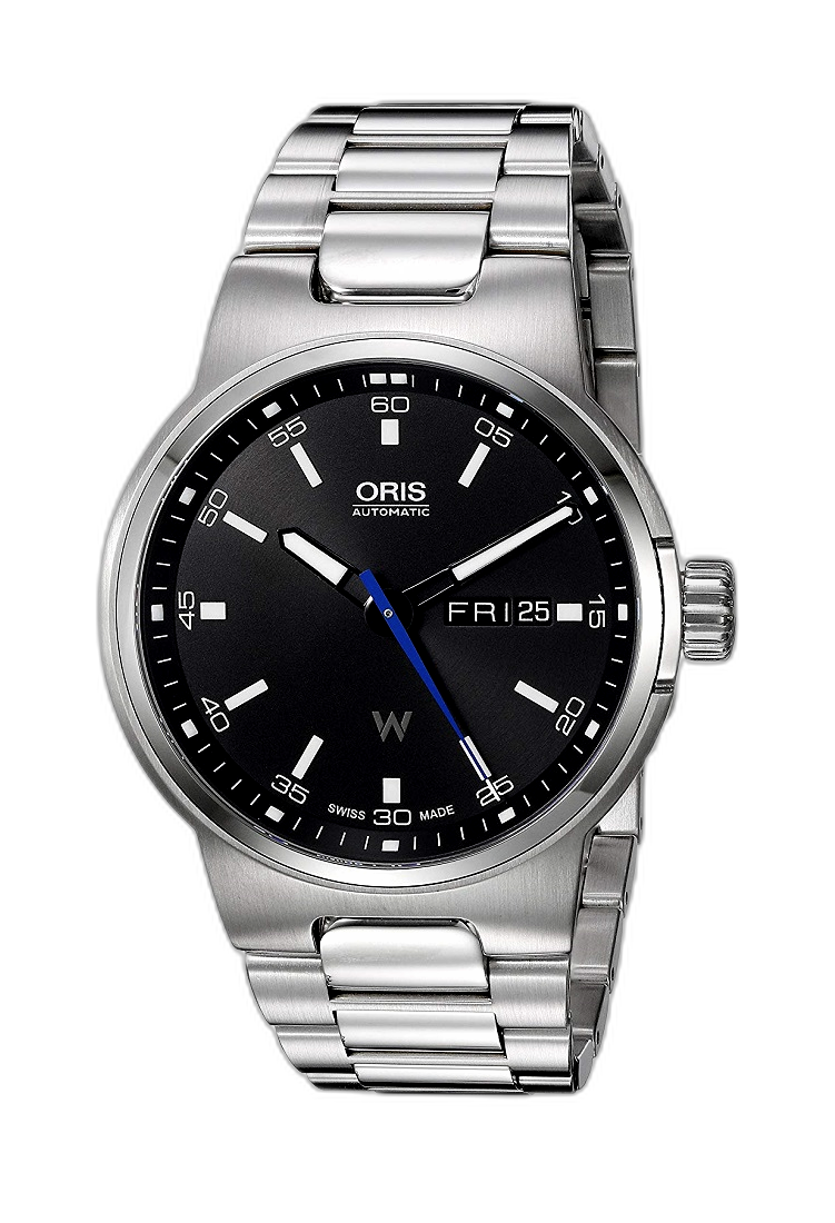 Oris Williams Day Date Black Dial Silver Steel Strap Watch for Men - 0173577404154-0782450S