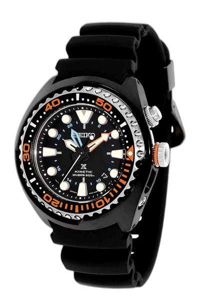 時計 SEIKO KINETIC PROSPEX SUN057 GMT Seiko SUN057 Men's X Prospex Black Leather Strap Band Black