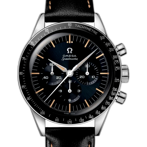 Space Model Omega Omega Speedmaster First Omega in Space 39.7 mm, steel on leather strap ...