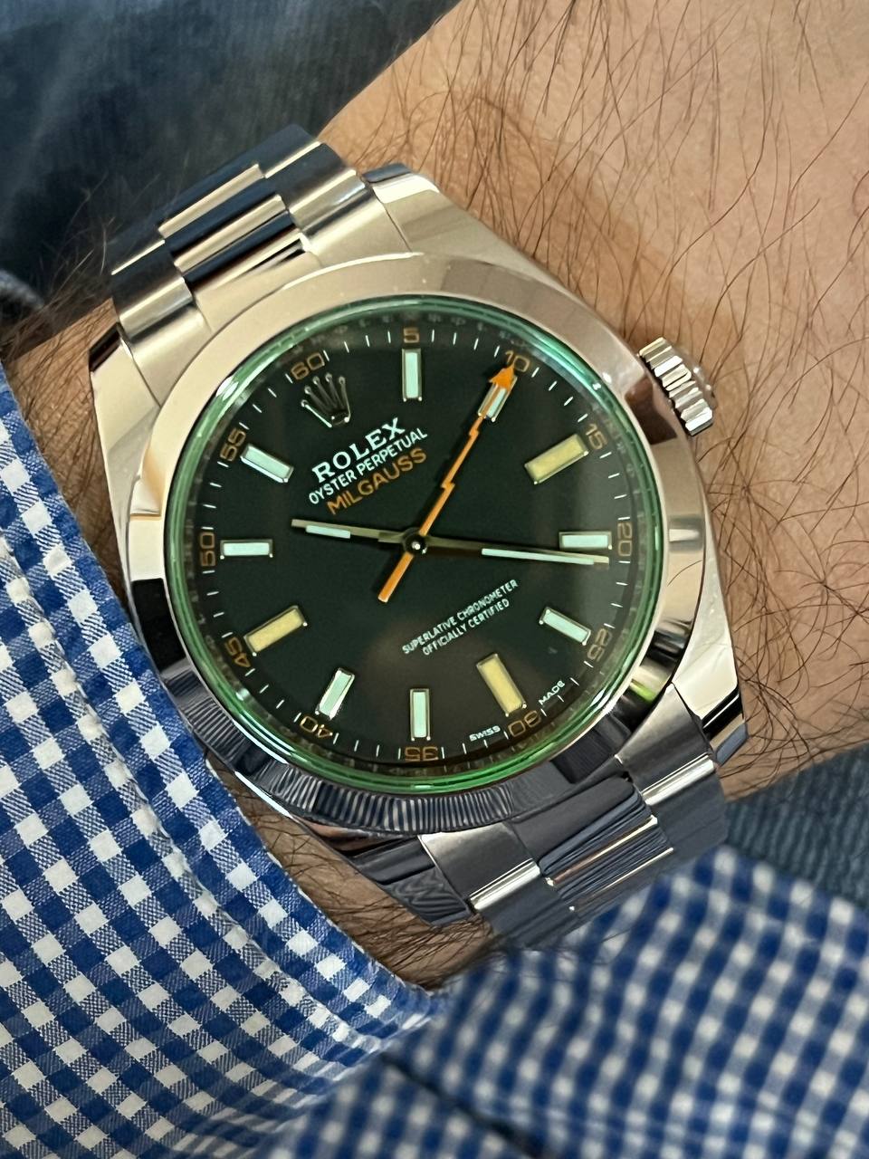 Rolex milgauss green clearance sapphire