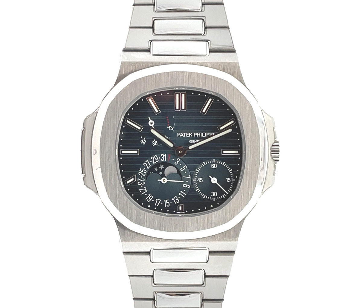 Patek Philippe 40mm Nautilus Blue Dial Moon Phases Steel 5712 1A