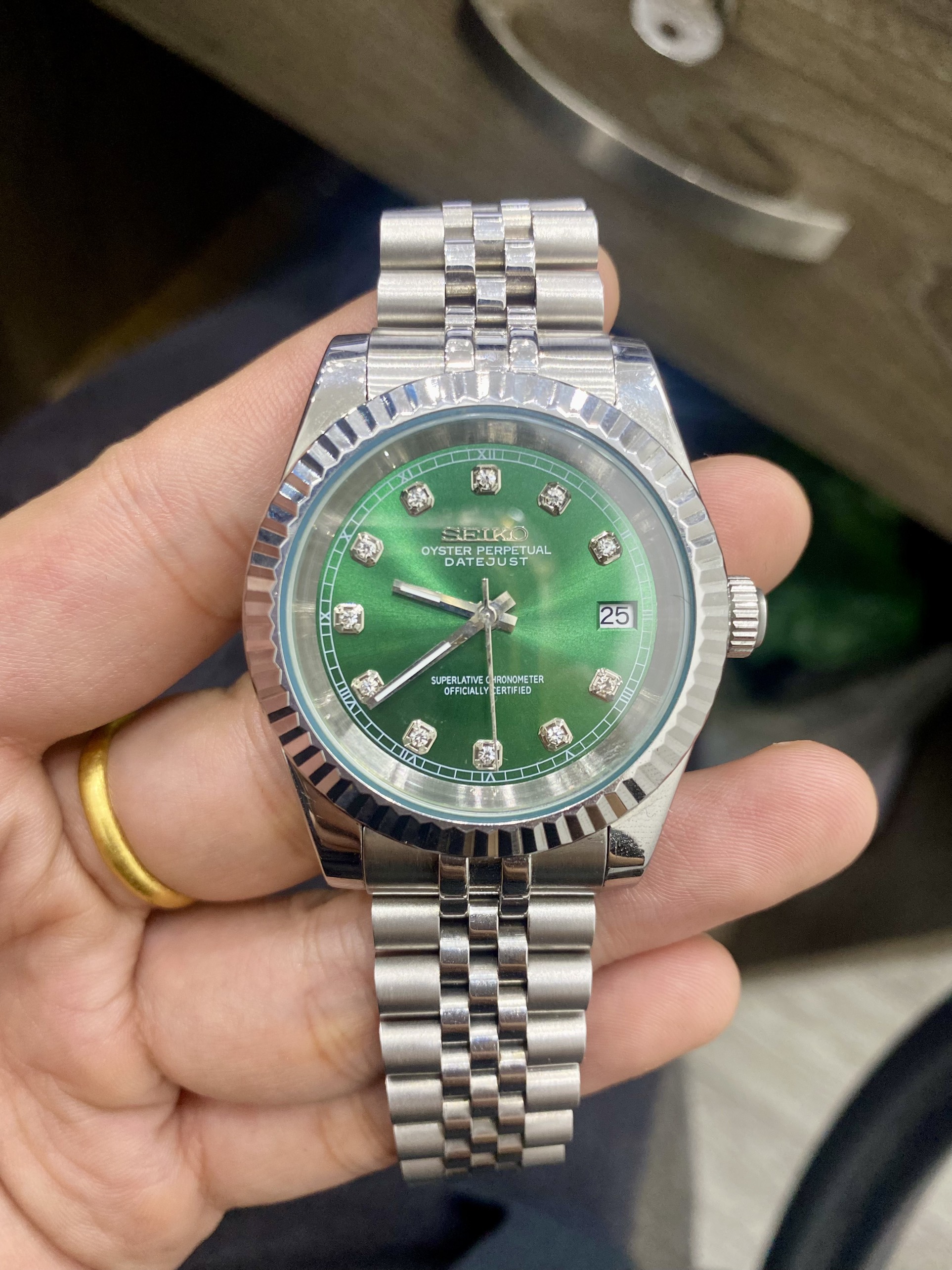 デイトジャスト／オマージュ／MOD／NH35 Seiko mod datejust green dial 39mm Japan NH35 movement