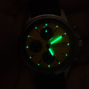SEIKO 7T92-0BA0 Chronograph Rare Yellow Panda Dial Mens Quartz