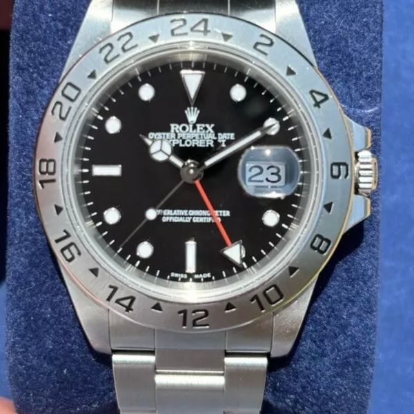 ROLEX MENS EXPLORER II 16570 BLACK STAINLESS STEEL GMT DATE 40MM OYSTER ...